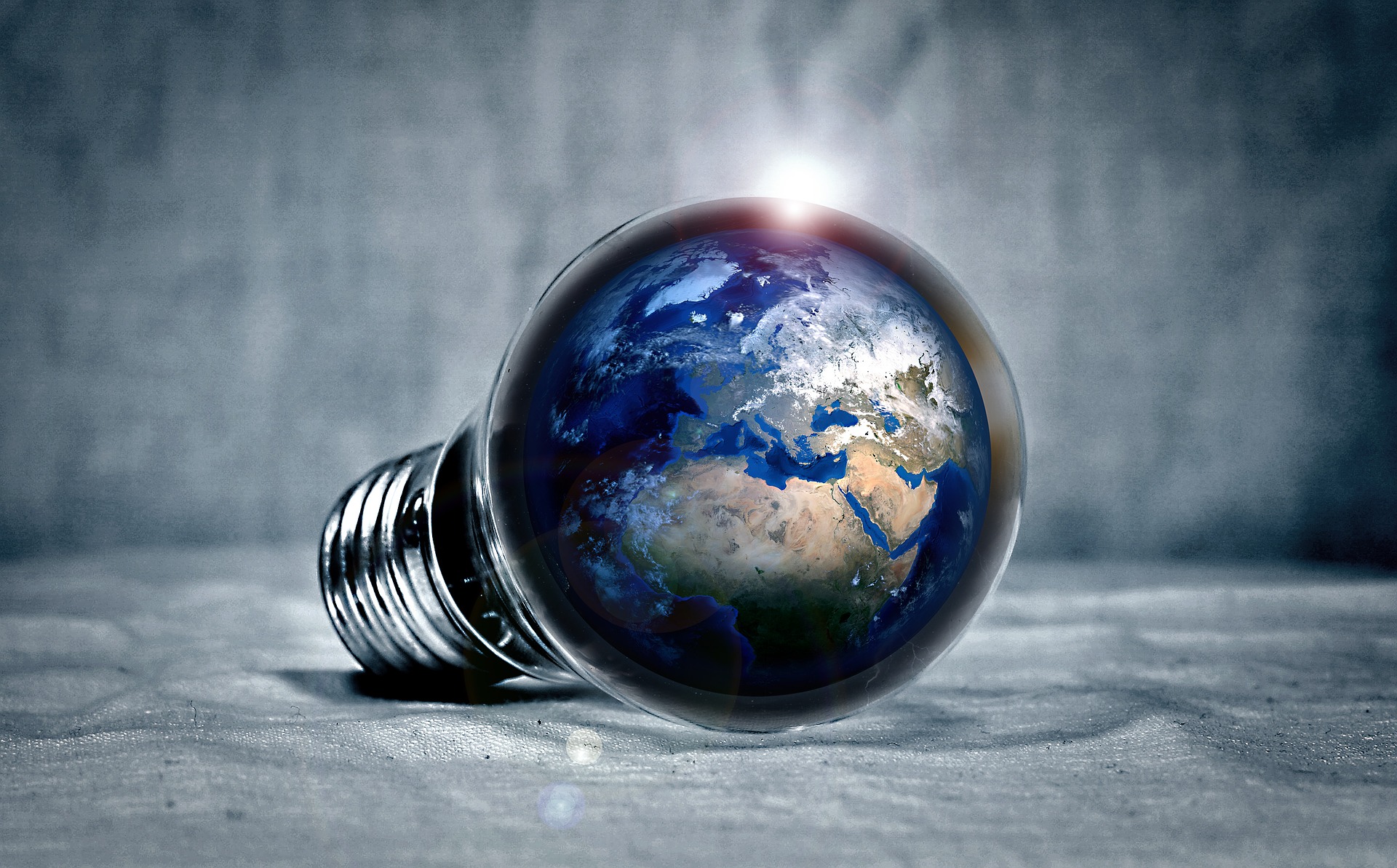 Globe in a lightbulb.