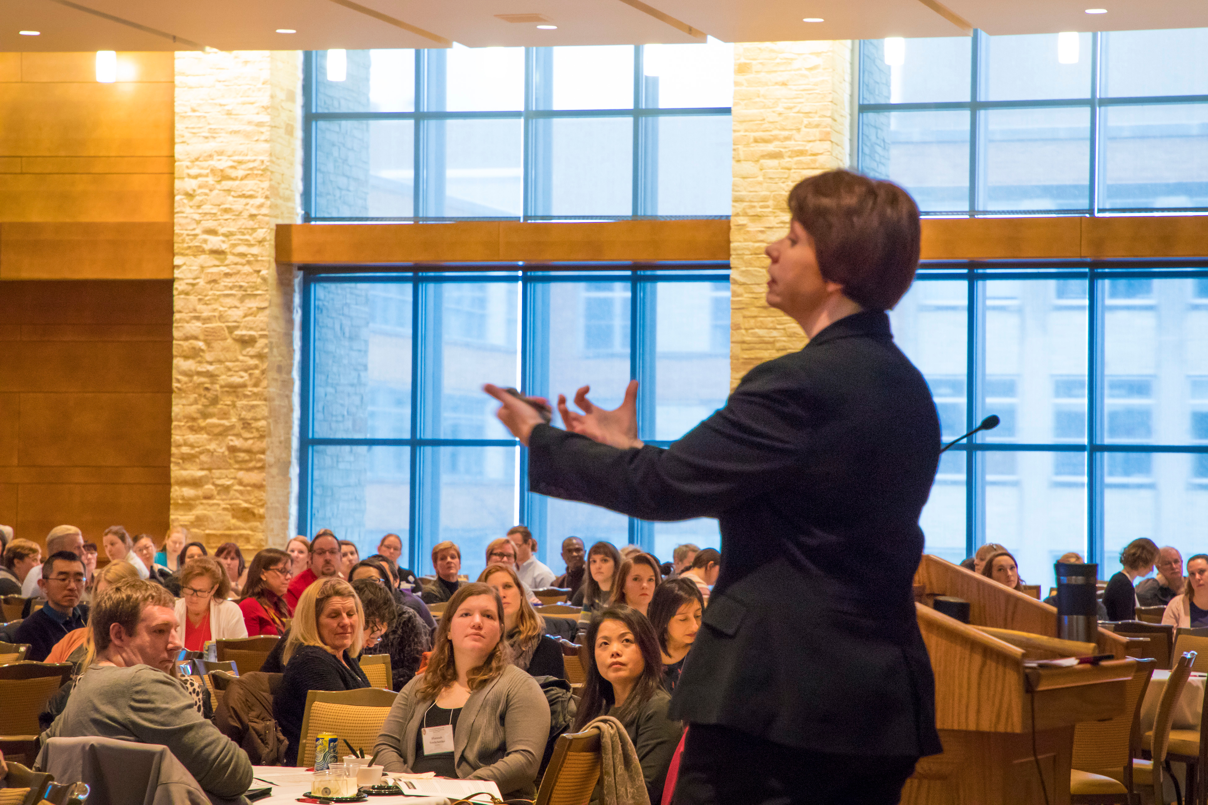 Speaker in front of an audience.