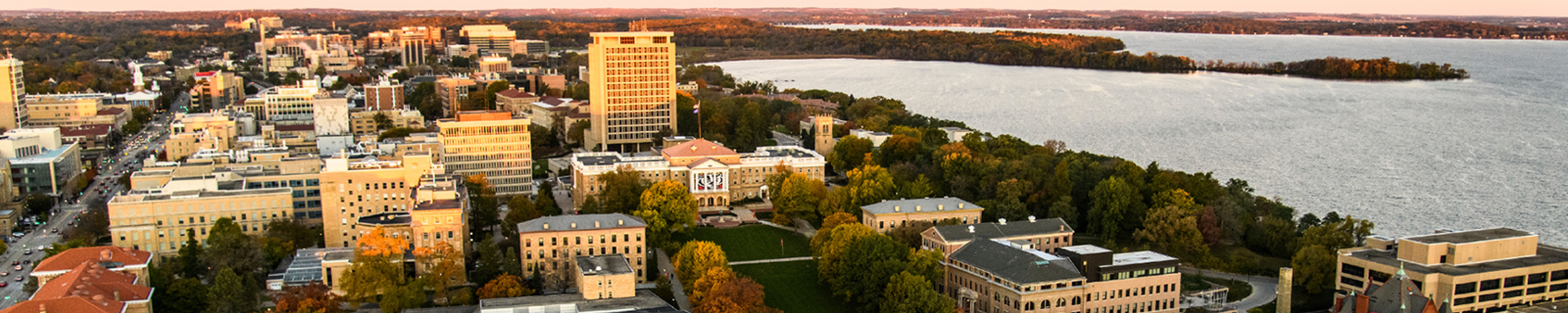 Aerial view of Madison and Lake Monona.