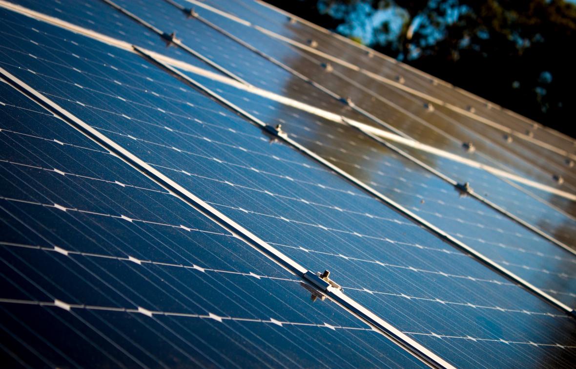 Close-up of solar panels.