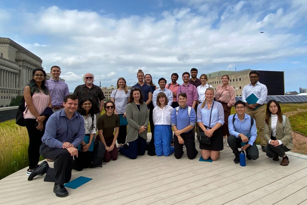 EAP students and faculty pose for a group picture on the Milwaukee 2023 EAP networking trip.