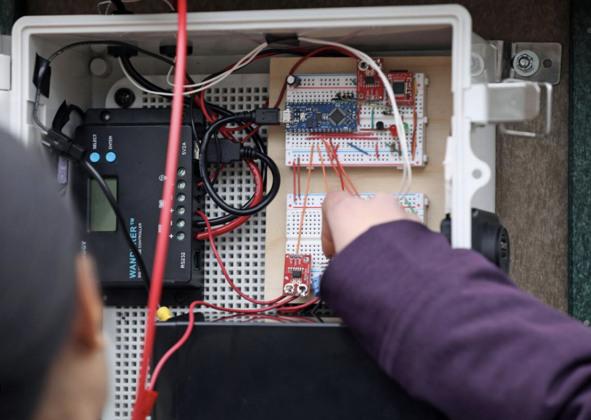 Student working on a circuit.