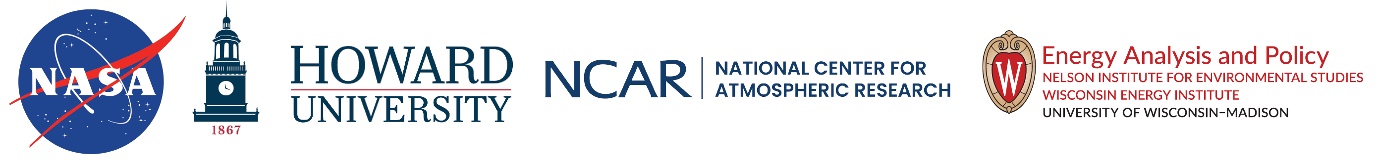 Logos of NASA, Howard University, NCAR, and EAP