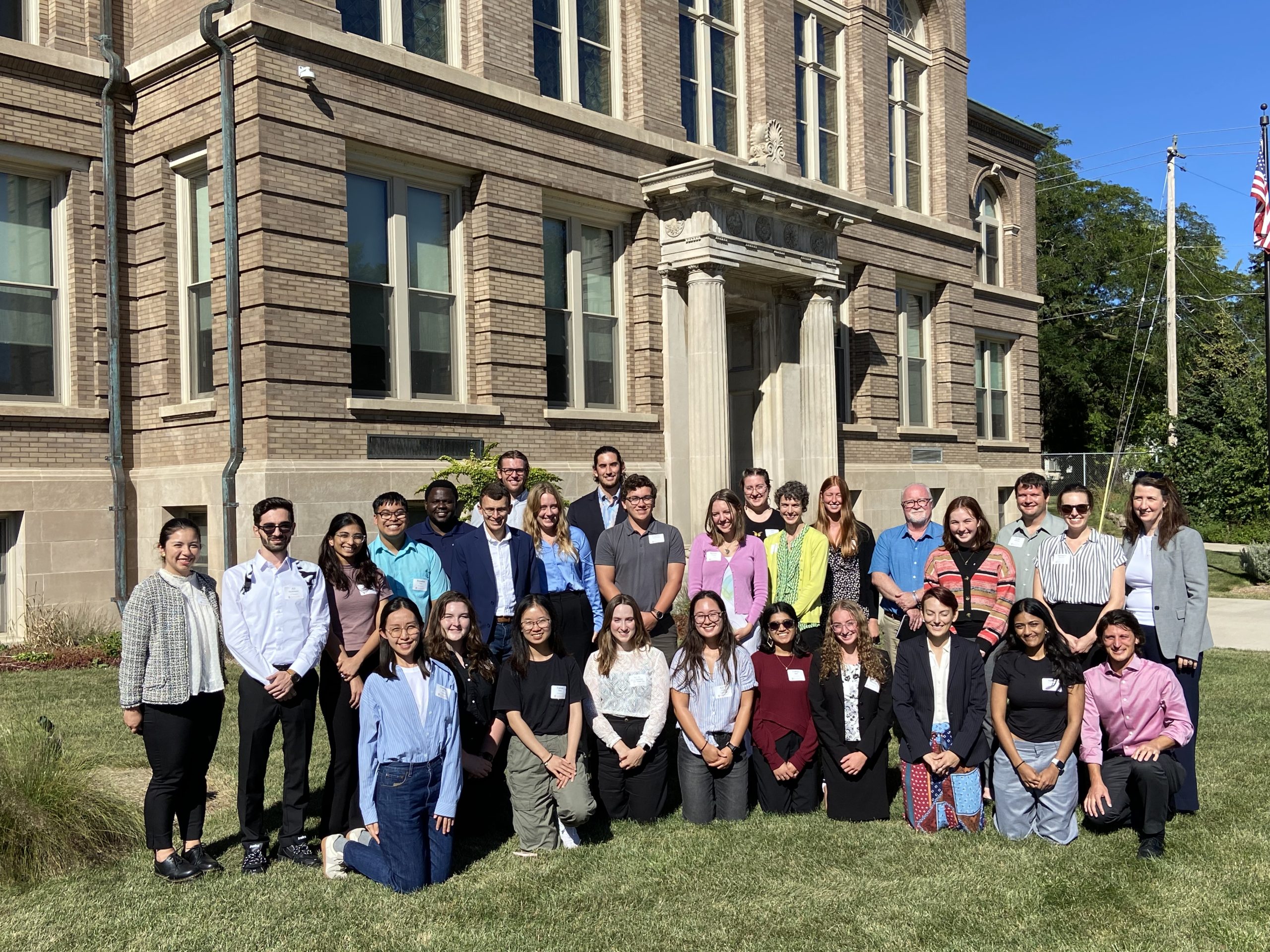 A large group of students on a networking trip.
