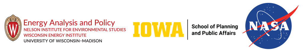 Logos of EAP, Iowa School of Planning and Public Affairs, and NASA
