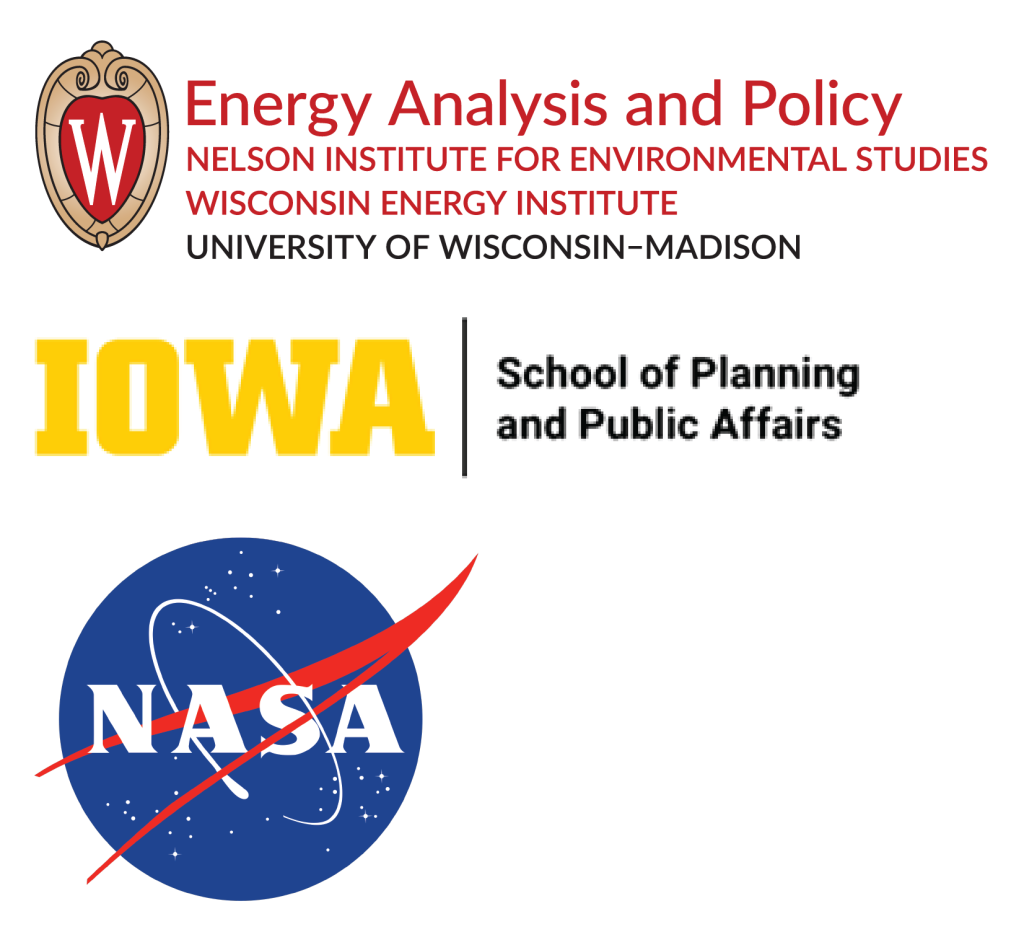 Logos of affiliated organizations, including EAP, Iowa School of Planning and Public Affairs, and NASA.